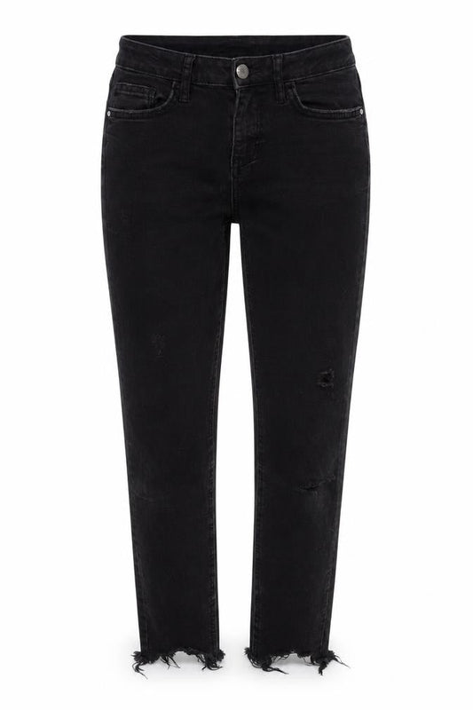 Denim & Co. Womens Black Cotton Cropped Jeans Size 8 L26 in Regular Zip