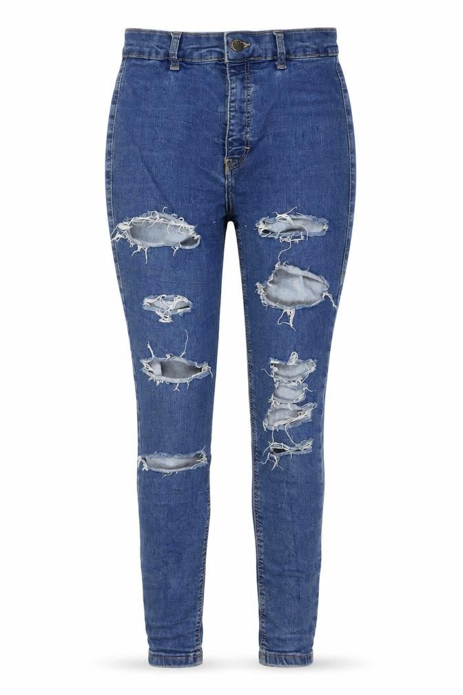 Topshop Womens Blue Cotton Skinny Jeans Size 28 in L30 in Regular Zip
