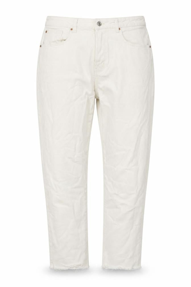 Denim & Co. Womens White Cotton Cropped Jeans Size 14 L27 in Regular Zip