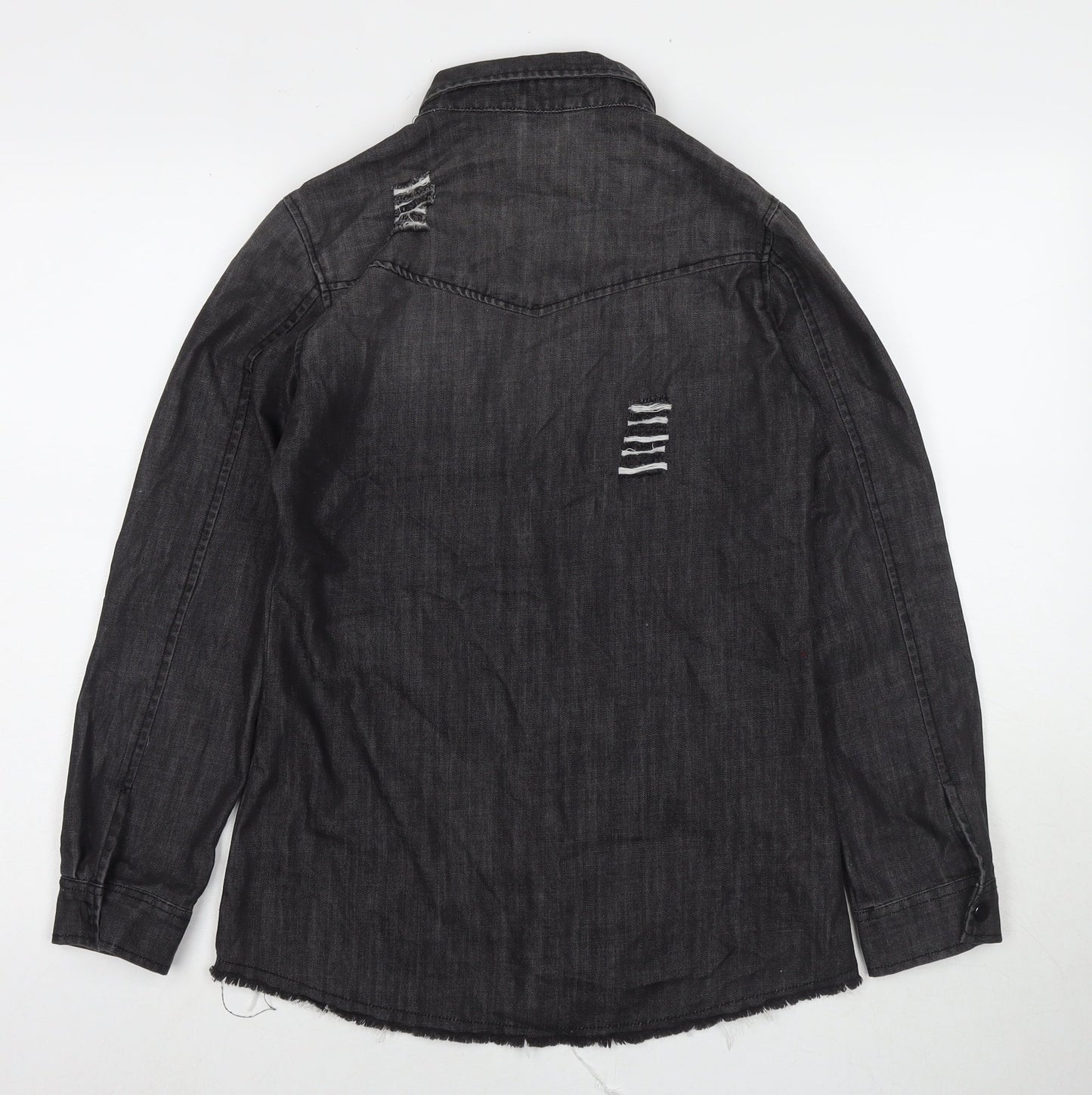 I SAW IT FIRST Womens Black Cotton Basic Button-Up Size 8 Collared