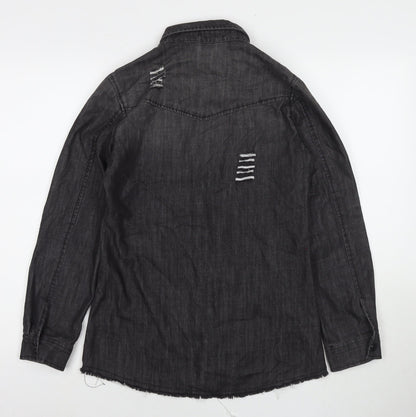 Back view of I SAW IT FIRST women’s black cotton basic button-up, size UK 8, collared