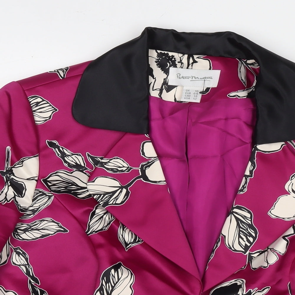 Peter Martin Womens Purple Floral Jacket Blazer Size 16 Button