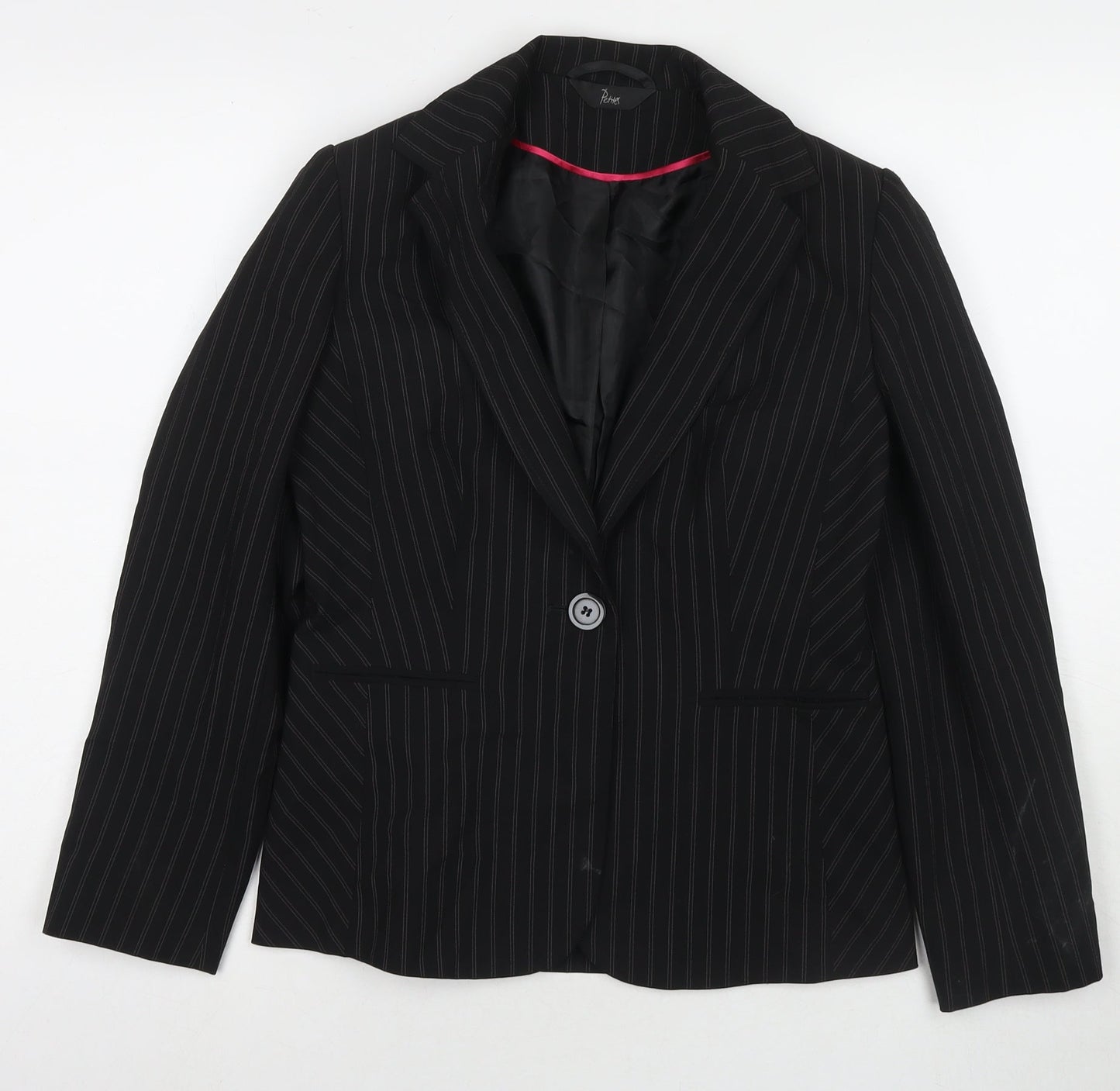 BHS Womens Black Striped Jacket Blazer Size 8 Button