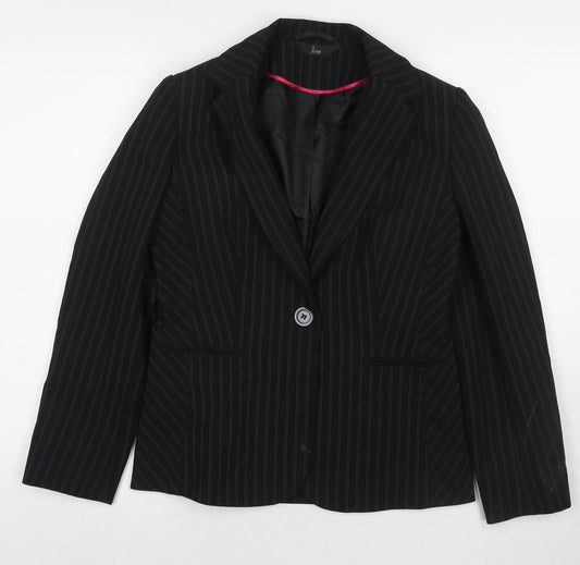 BHS Womens Black Striped Jacket Blazer Size 8 Button