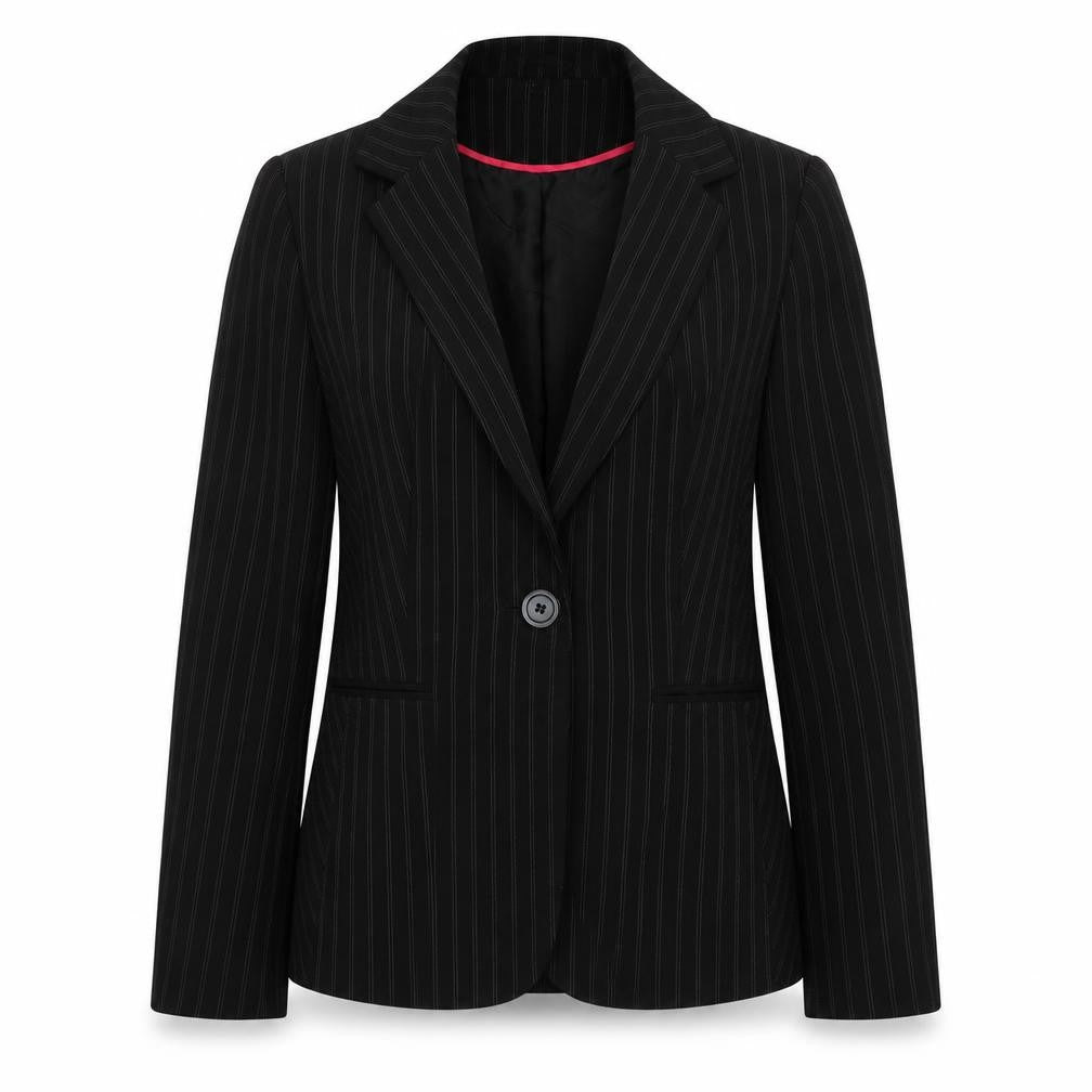 BHS Womens Black Striped Jacket Blazer Size 8 Button