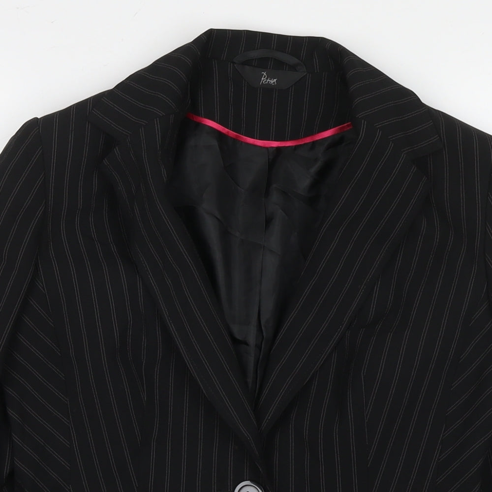 BHS Womens Black Striped Jacket Blazer Size 8 Button