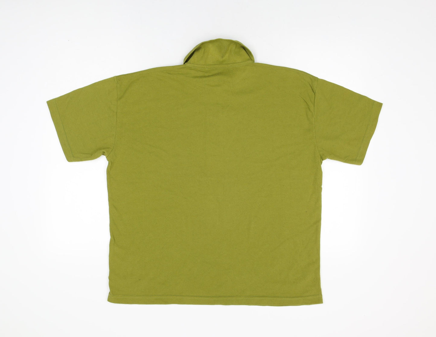 Design Essentials Womens Green Cotton Basic T-Shirt Size M Collared - Size M/L