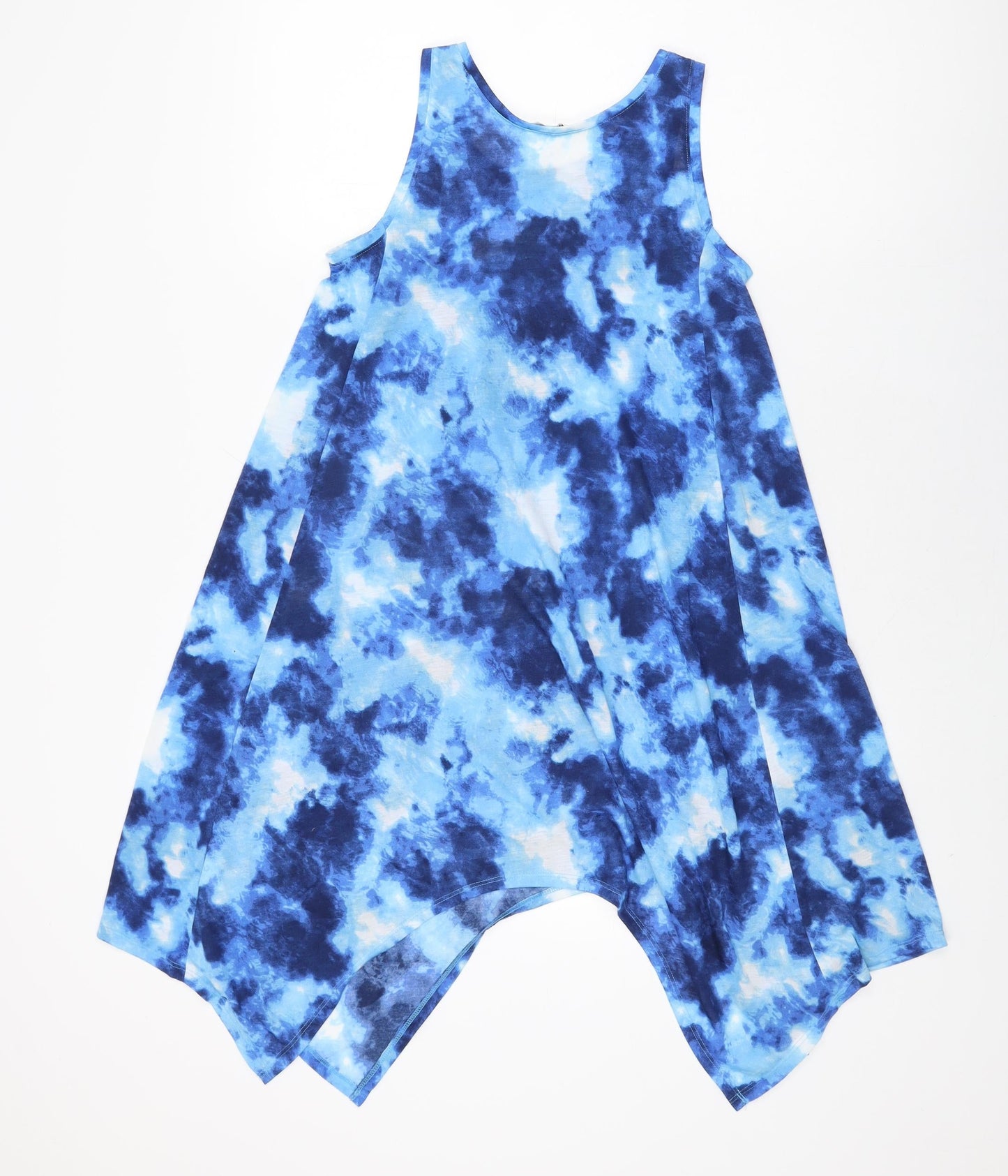 H&M Girls Blue Tie Dye Polyester Shift Size 11-12 Years Round Neck Pullover