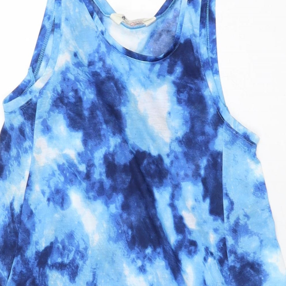 H&M Girls Blue Tie Dye Polyester Shift Size 11-12 Years Round Neck Pullover