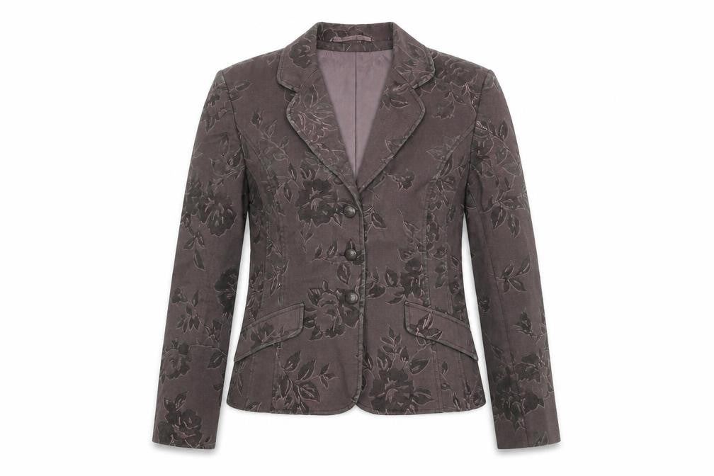 Minuet Womens Brown Floral Jacket Blazer Size 10 Button