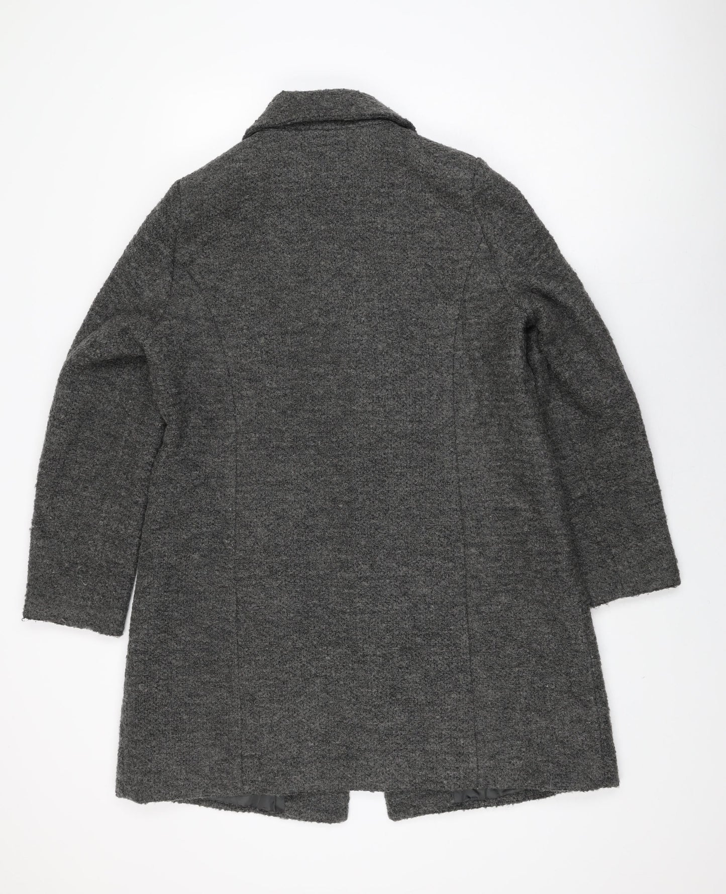Anthology Womens Grey Overcoat Coat Size 14 Snap