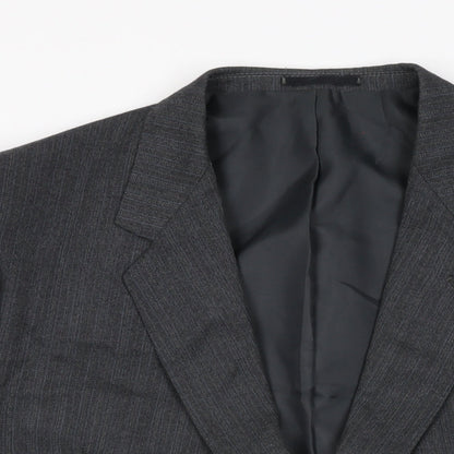 Close-up detail of Canda men’s grey wool jacket suit jacket, size 48, regular
