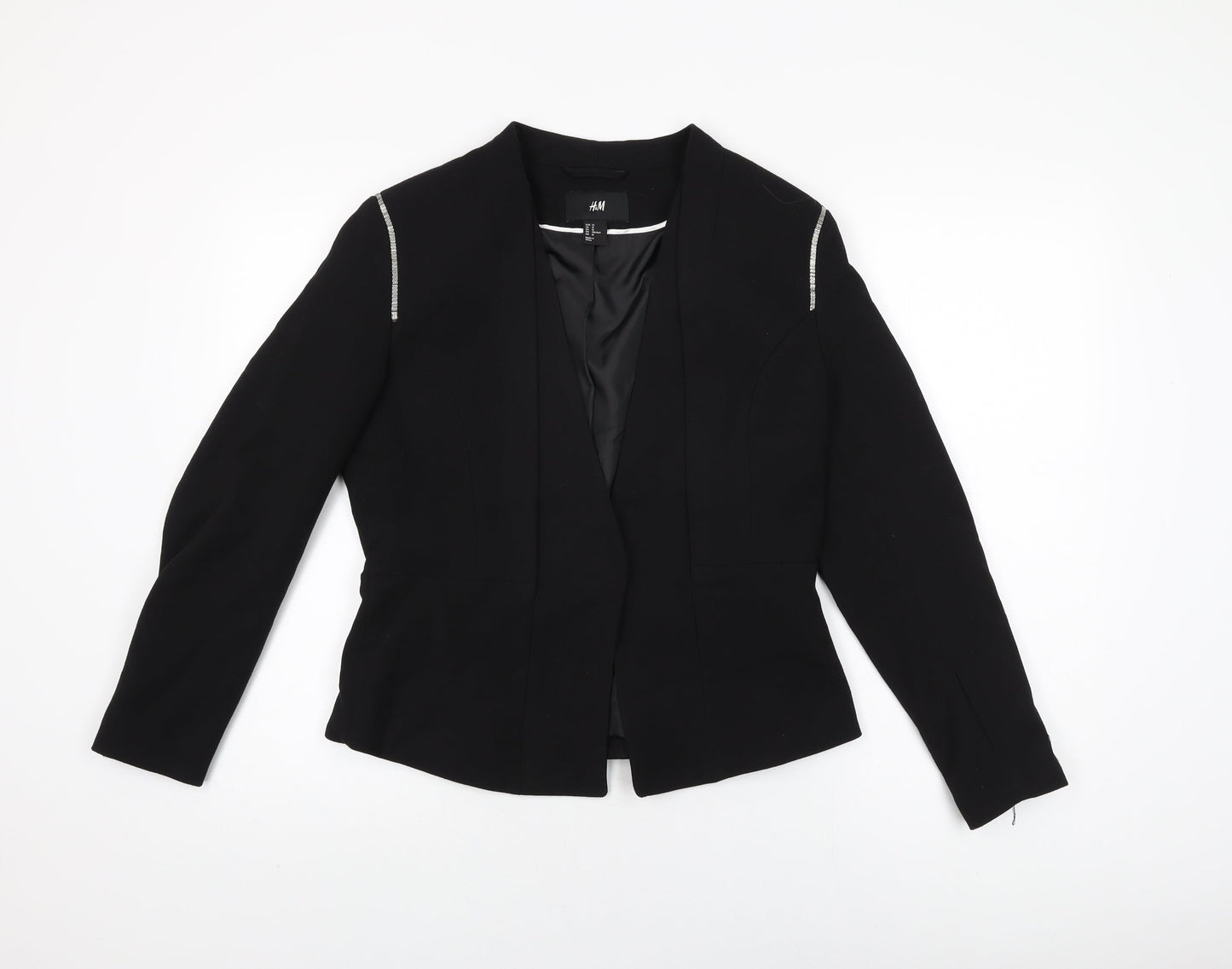 H&M Womens Black Jacket Blazer Size 14 Snap