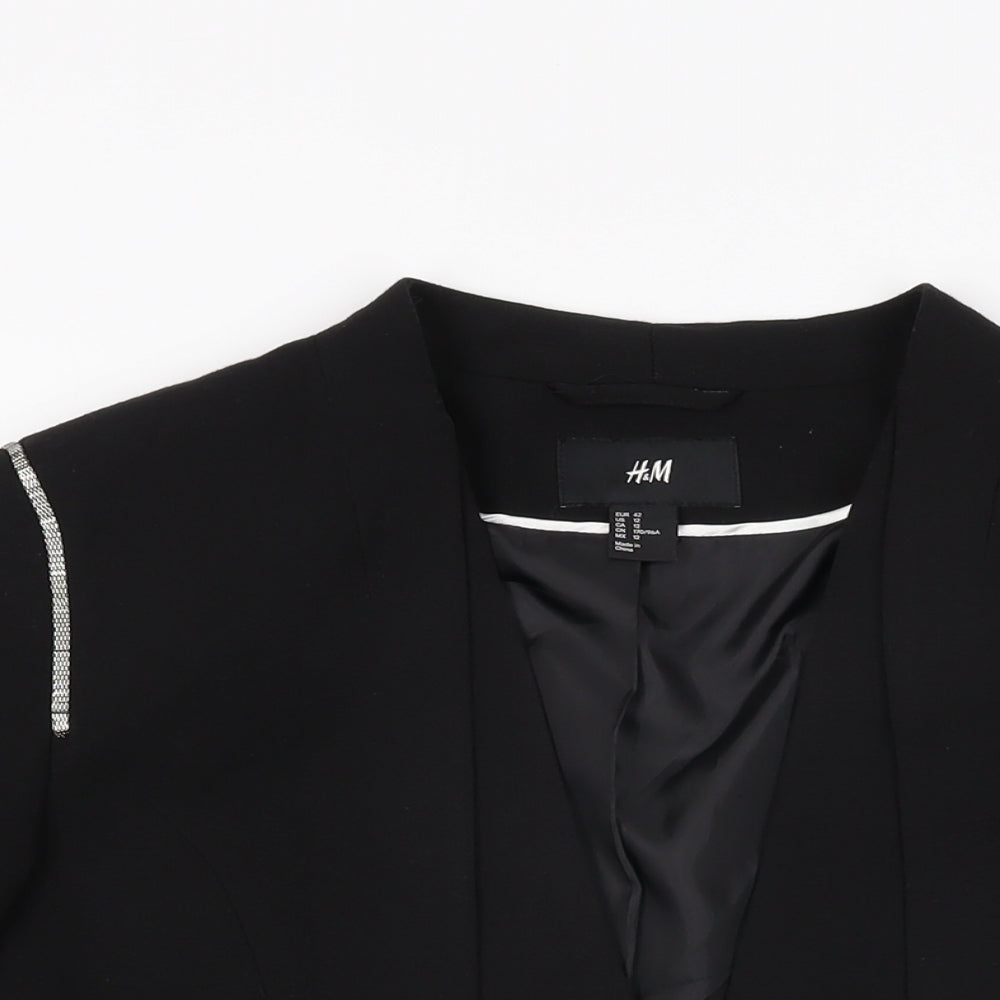 H&M Womens Black Jacket Blazer Size 14 Snap