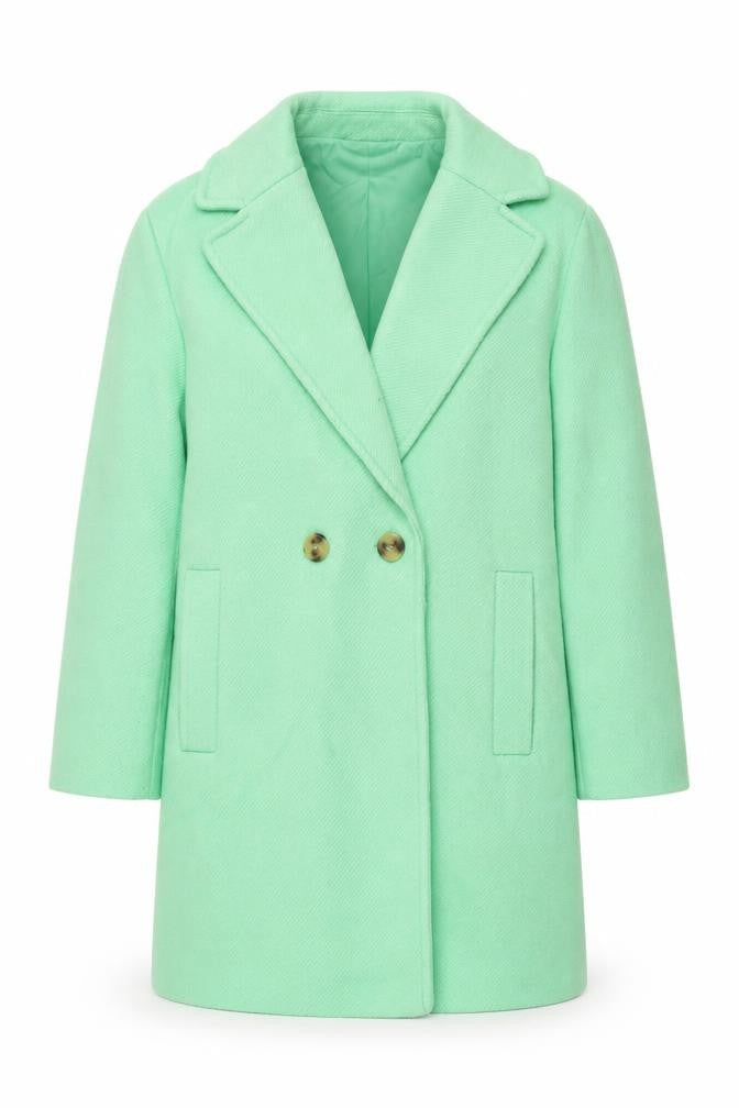 Marks & Spencer Womens Green Overcoat Coat Size 12 Button