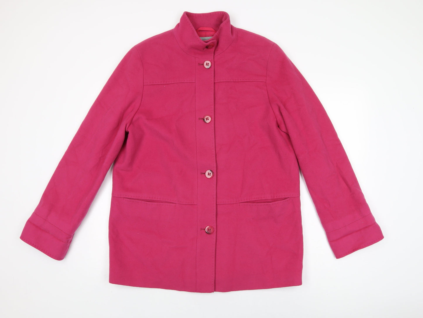 Marks and Spencer Womens Pink Overcoat Coat Size 14 Button