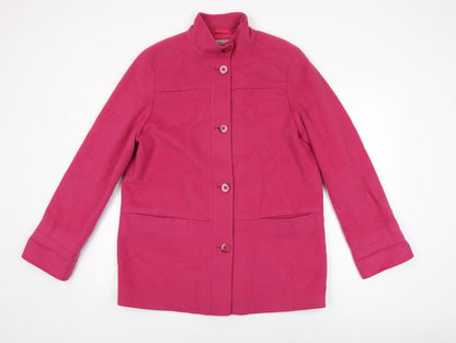 Marks & Spencer Womens Pink Overcoat Coat Size 14 Button