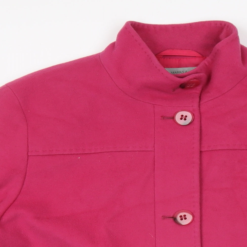 Marks and Spencer Womens Pink Overcoat Coat Size 14 Button