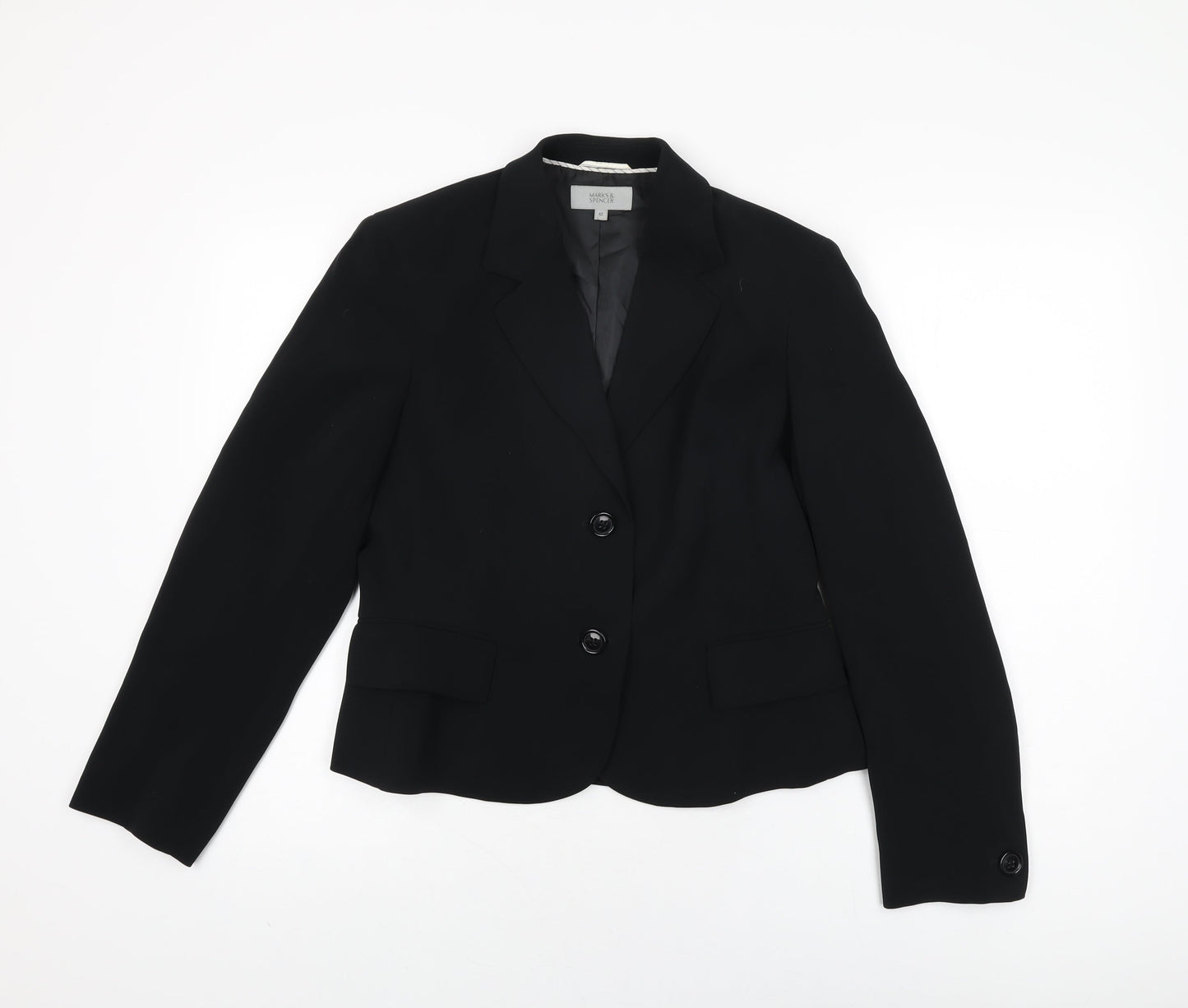 Marks and Spencer Womens Black Jacket Blazer Size 12 Button