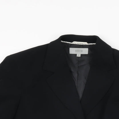 Marks & Spencer Womens Black Jacket Blazer Size 12 Button
