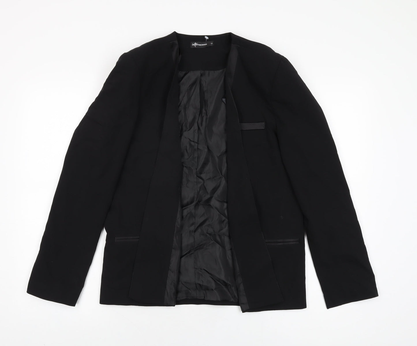 Internacionale Womens Black Jacket Blazer Size 12