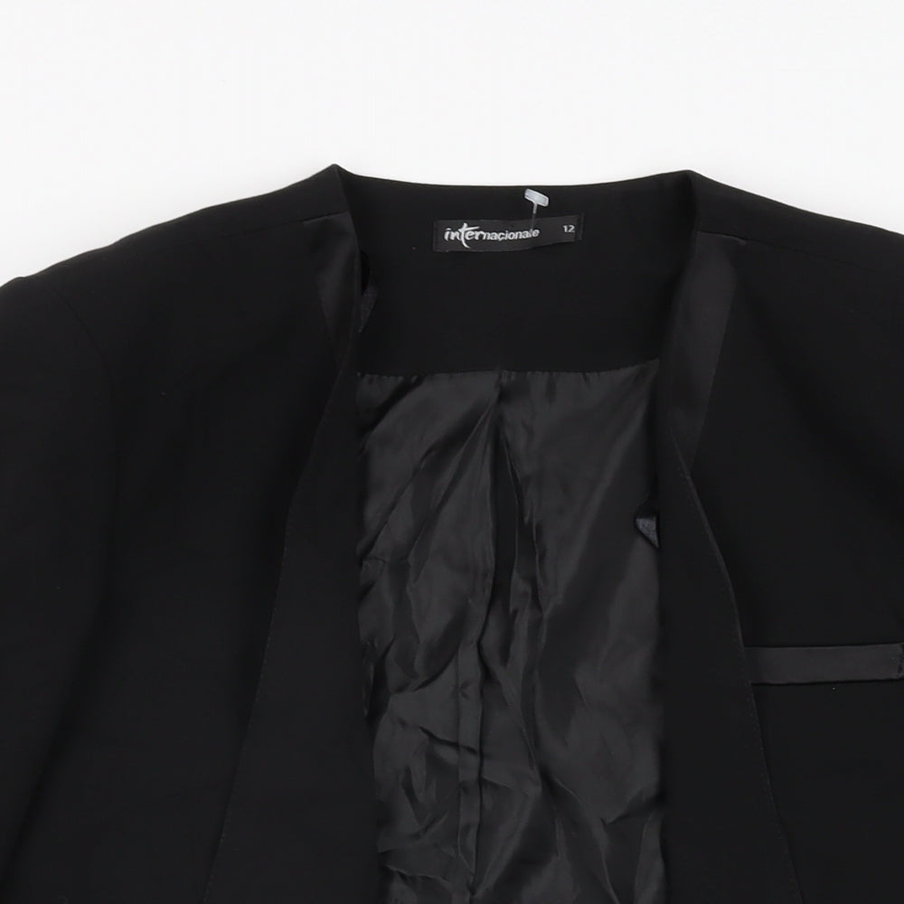 Internacionale Womens Black Jacket Blazer Size 12