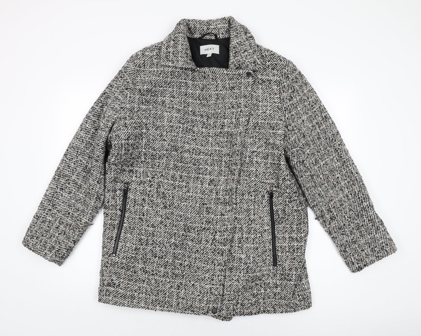 NEXT Womens Grey Overcoat Coat Size 14 Zip