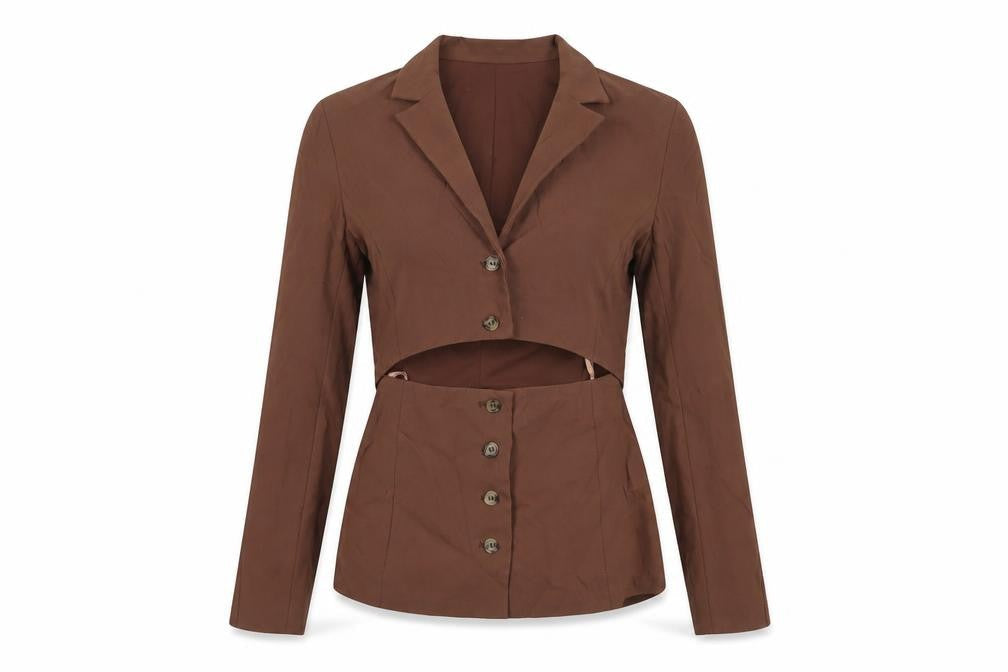 Zara Womens Brown Viscose Basic Button-Up Size XS Collared