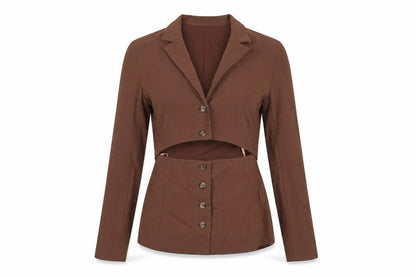 Zara Womens Brown Viscose Basic Button-Up Size XS Collared