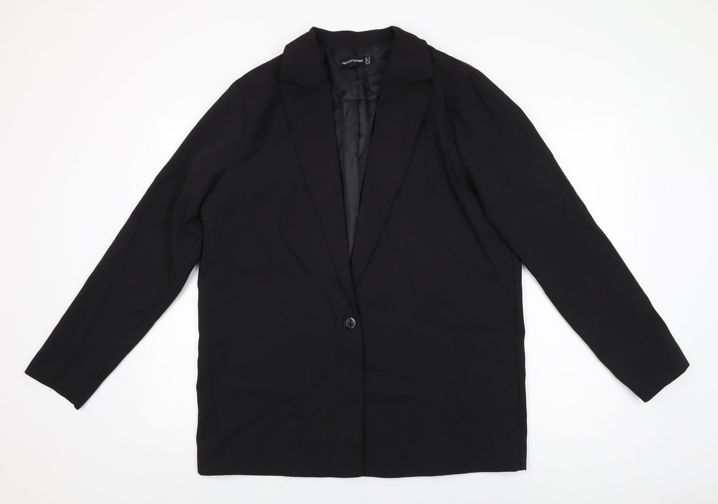 PRETTYLITTLETHING Womens Black Jacket Blazer Size 12 Button