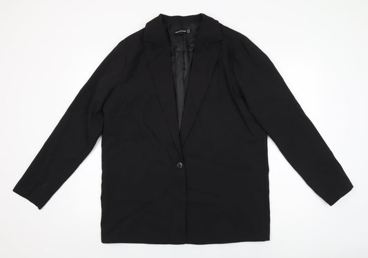 PRETTYLITTLETHING Womens Black Jacket Blazer Size 12 Button