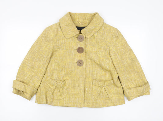 NEXT Womens Yellow Jacket Coat Size 10 Button