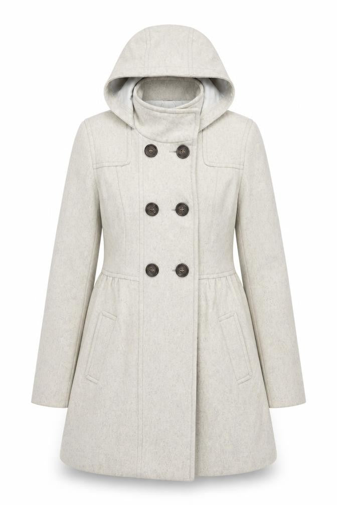H&M Womens Grey Overcoat Coat Size 8 Button