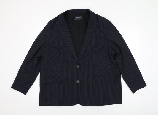 Marks and Spencer Womens Blue Striped Polyester Jacket Suit Jacket Size 20