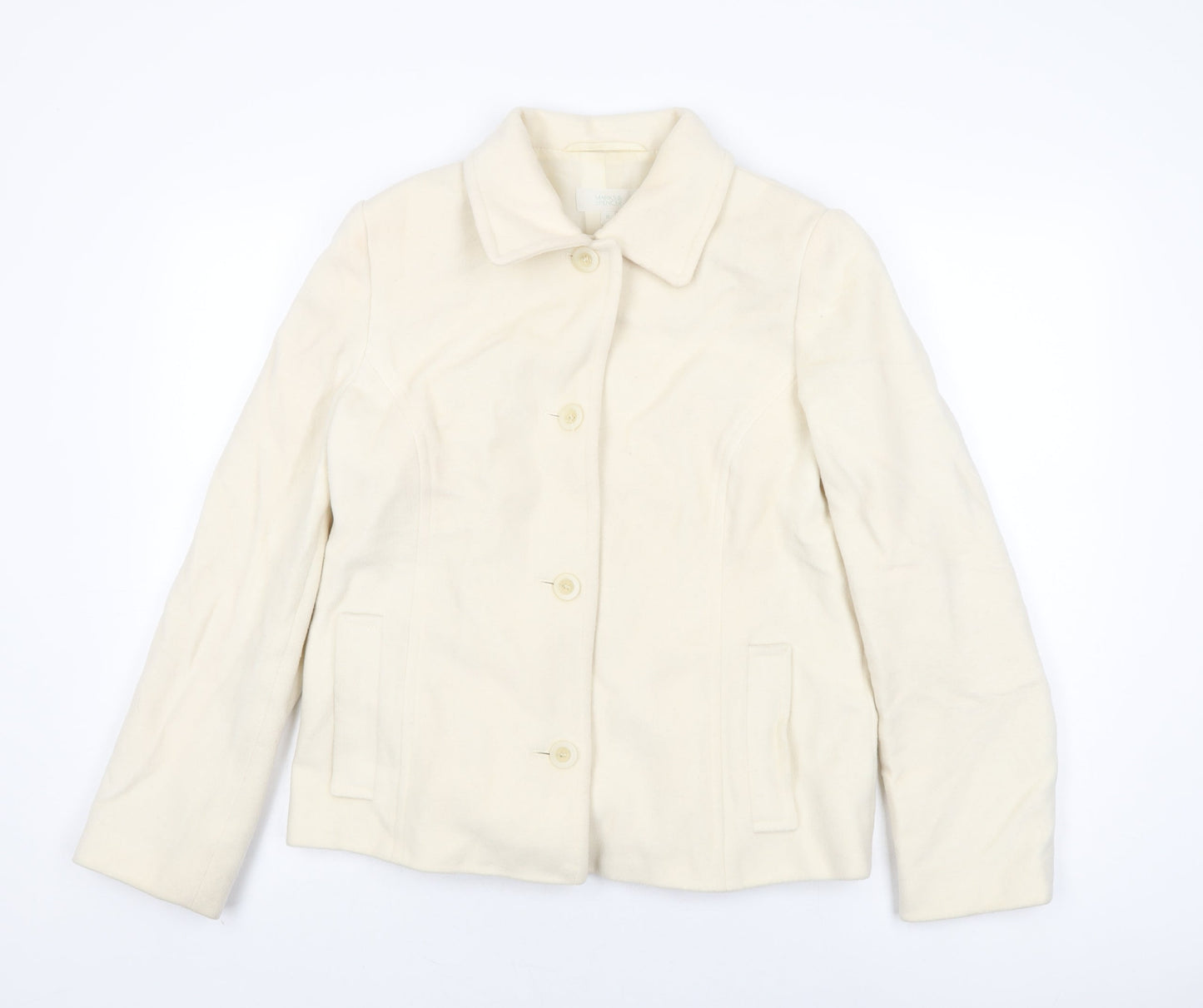 Marks and Spencer Womens Ivory Jacket Coat Size 16 Button