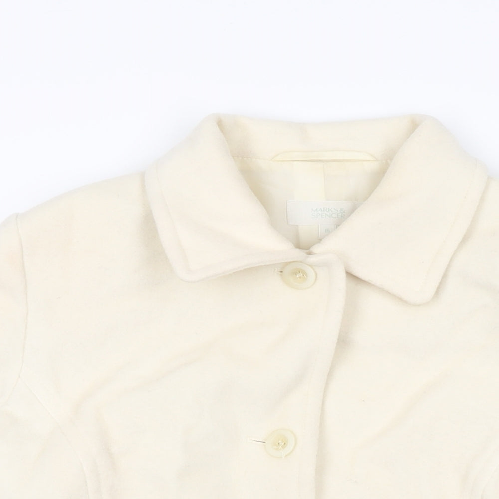 Marks and Spencer Womens Ivory Jacket Coat Size 16 Button