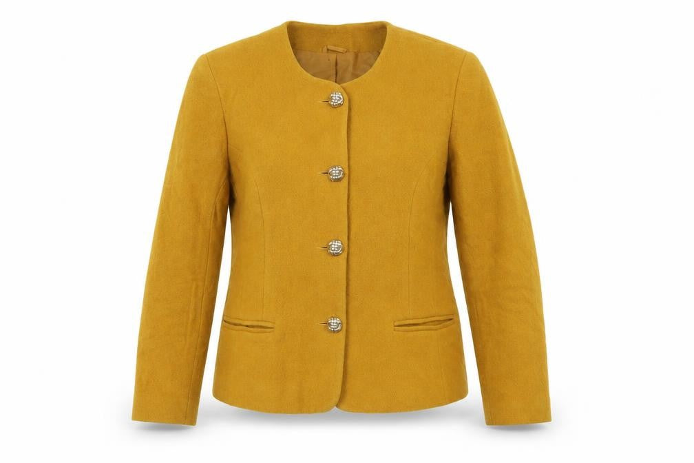 Features Womens Yellow Jacket Size 12 Button