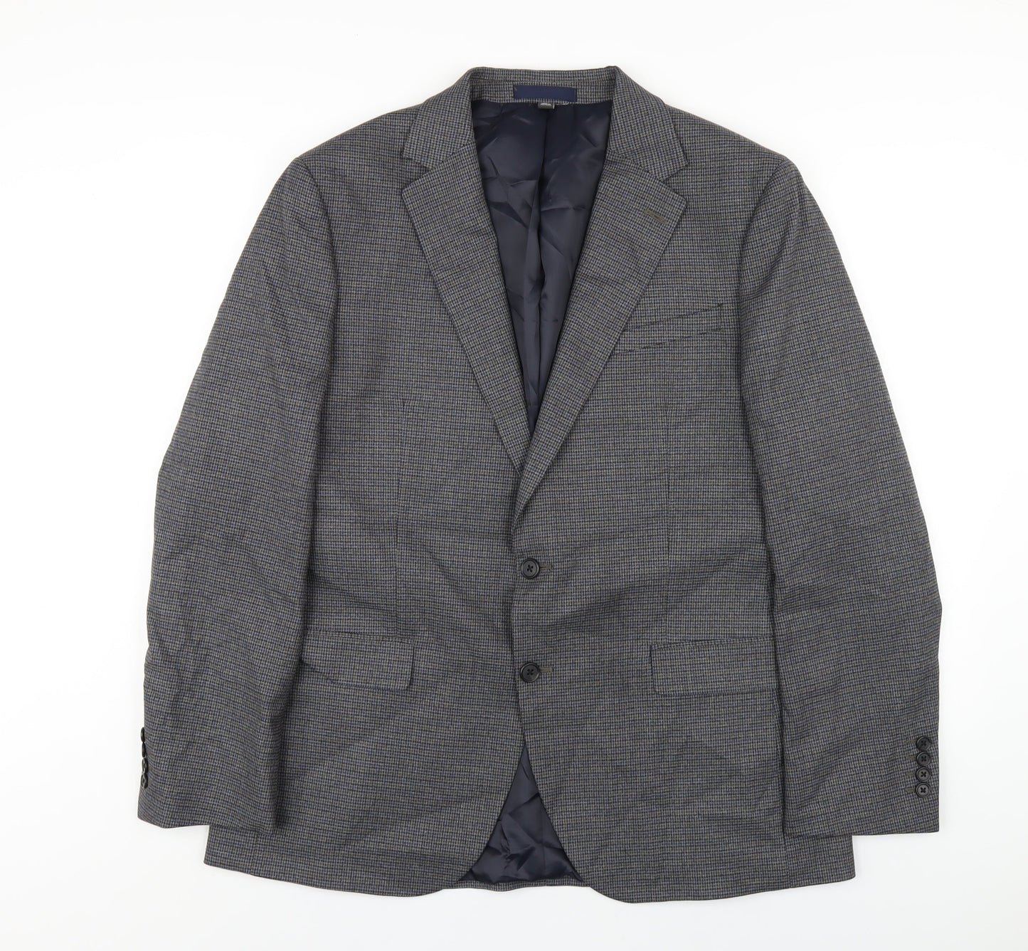 Marks and Spencer Mens Grey Geometric Polyester Jacket Blazer Size 42 Regular