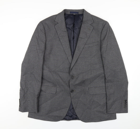 Marks and Spencer Mens Grey Geometric Polyester Jacket Blazer Size 42 Regular
