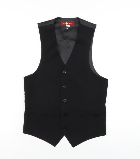 Five Horse Mens Black Polyester Jacket Suit Waistcoat Size XS Regular