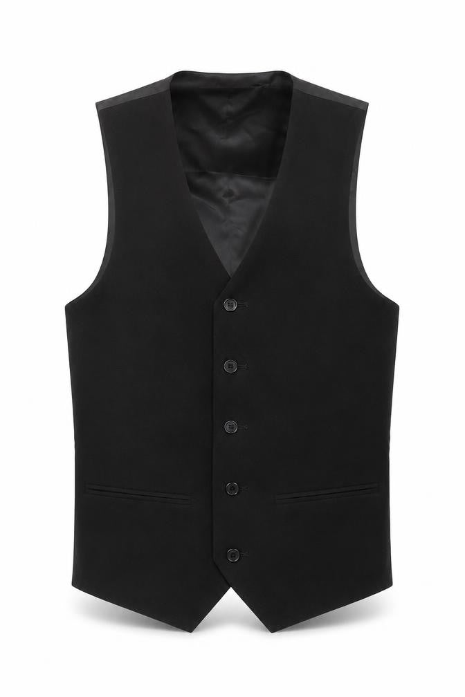 Five Horse Mens Black Polyester Jacket Suit Waistcoat Size XS Regular