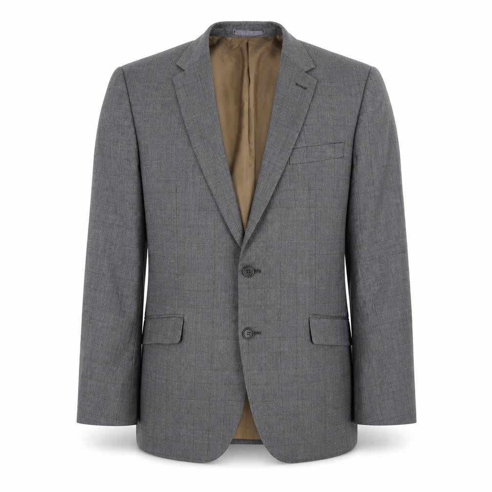 Aspen & Court Mens Grey Plaid Polyester Jacket Blazer Size 40 Regular