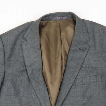 Aspen & Court Mens Grey Plaid Polyester Jacket Blazer Size 40 Regular