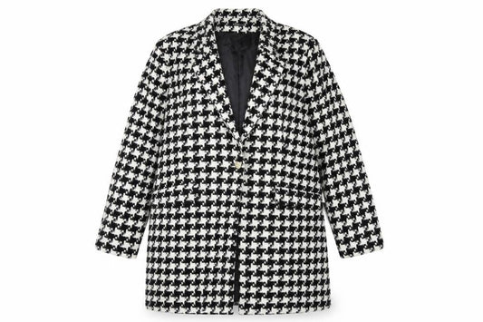 Bonmarché Womens Black Geometric Overcoat Coat Size 18 Button
