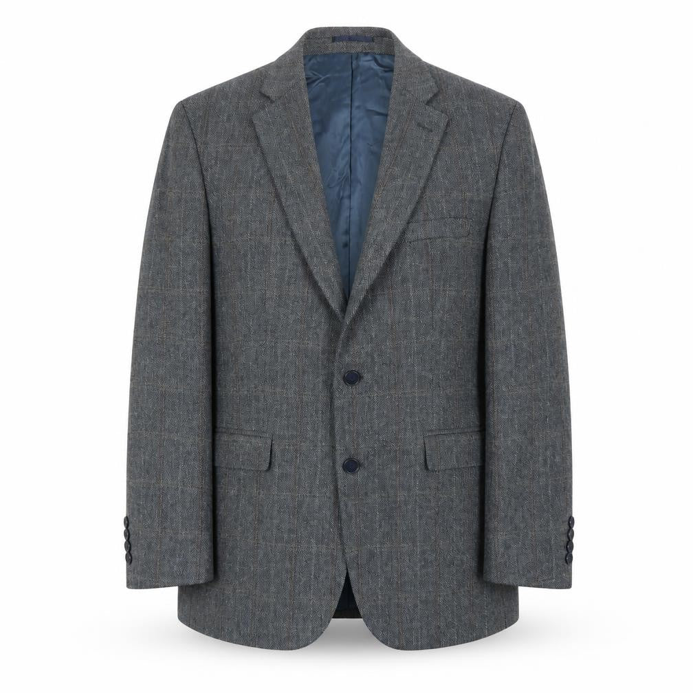 Wellington Mens Blue Plaid Polyester Jacket Blazer Size 42 Regular