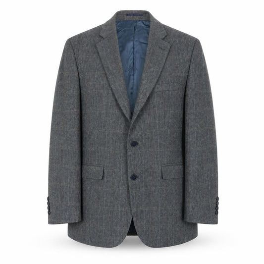 Wellington Mens Blue Plaid Polyester Jacket Blazer Size 42 Regular