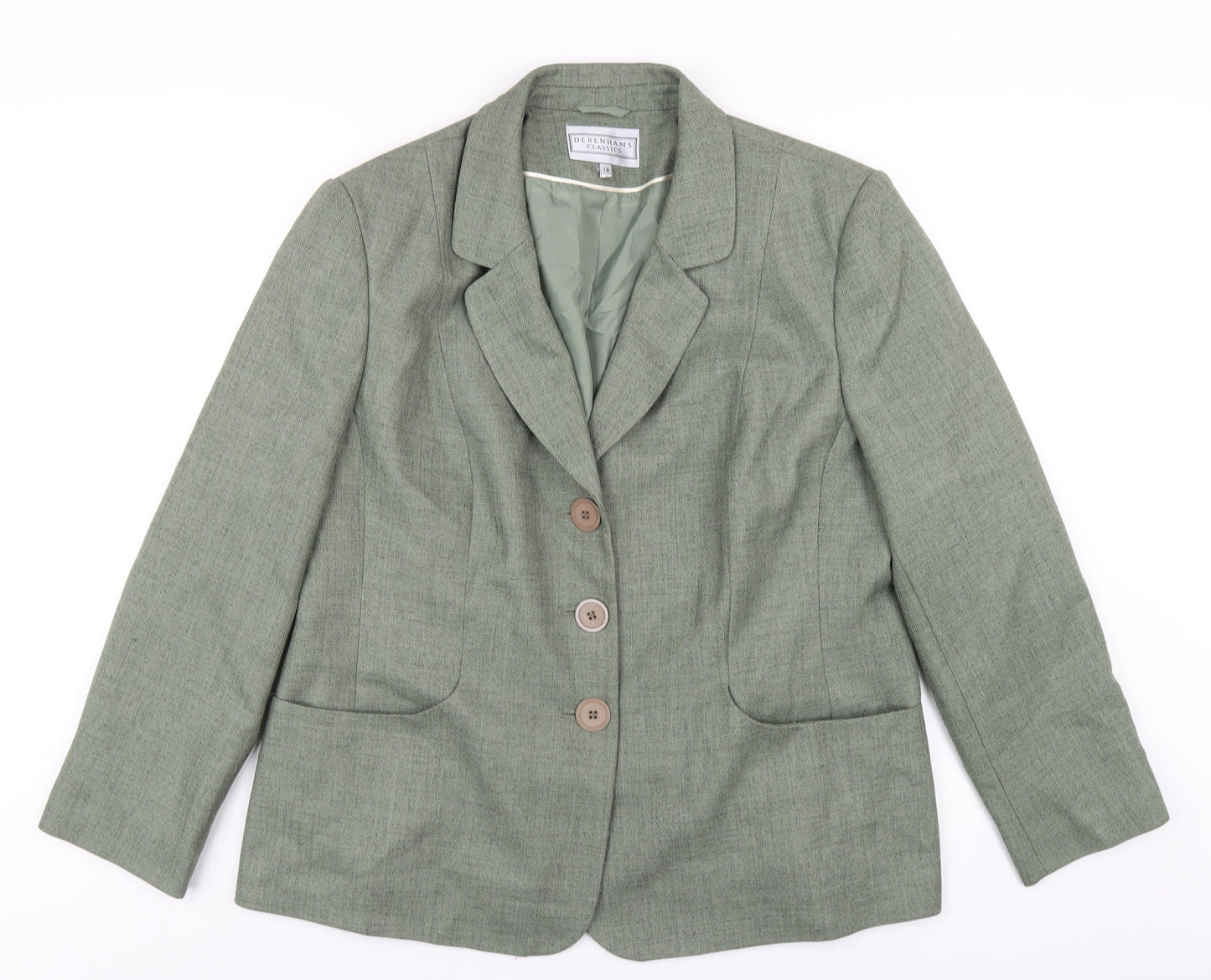 Debenhams Womens Green Jacket Size 18 Button
