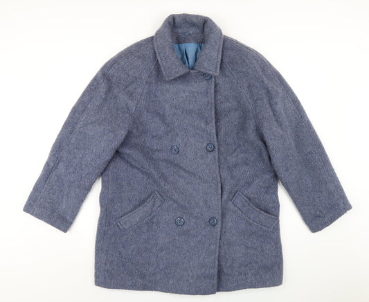 Accolade Womens Blue Overcoat Coat Size 14 Button