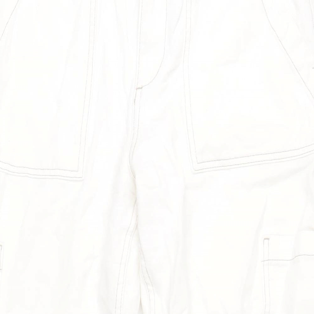 H&M Womens Ivory Cotton Straight Jeans Size 10 L30 in Regular Zip