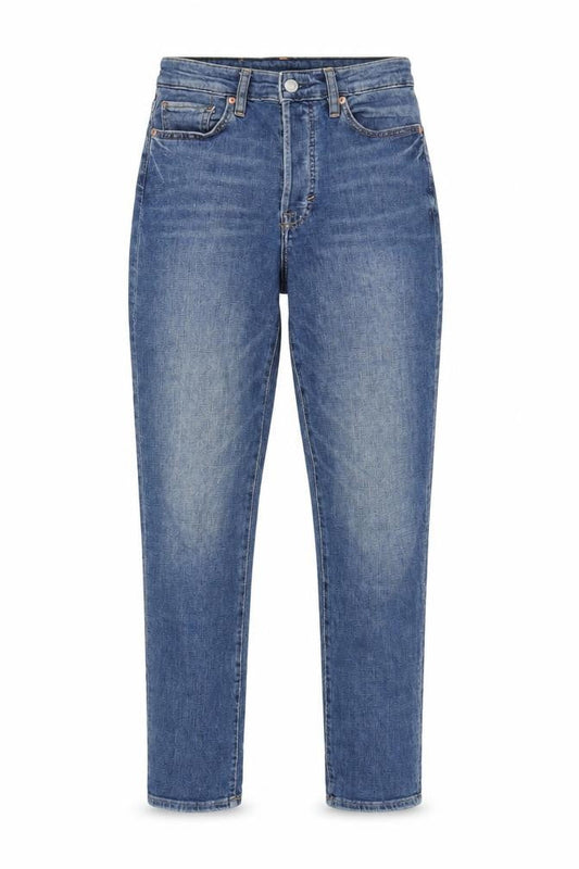 H&M Womens Blue Cotton Mom Jeans Size 8 L29 in Regular Button